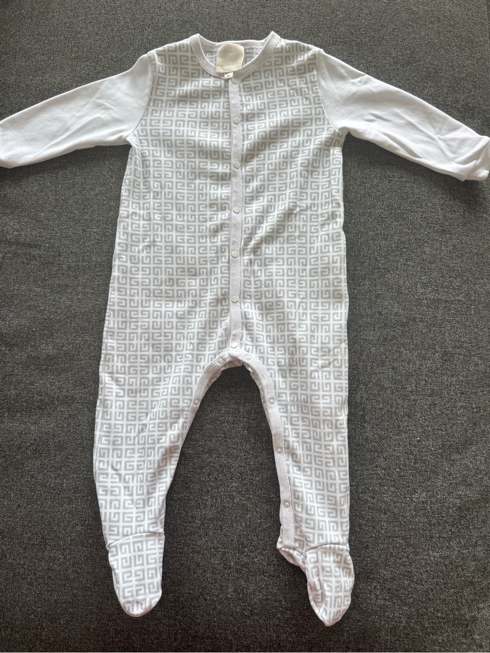 Givenchy White Geometric Baby Footed One-Piece